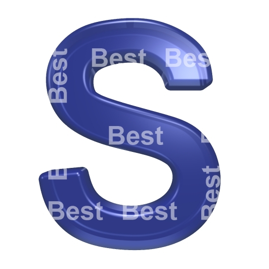 One letter from blue glass alphabet set