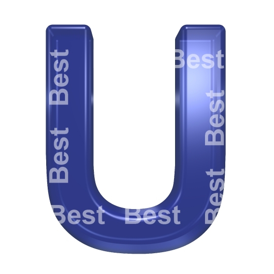 One letter from blue glass alphabet set