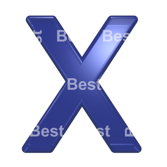 One letter from blue glass alphabet set