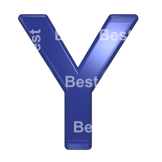 One letter from blue glass alphabet set
