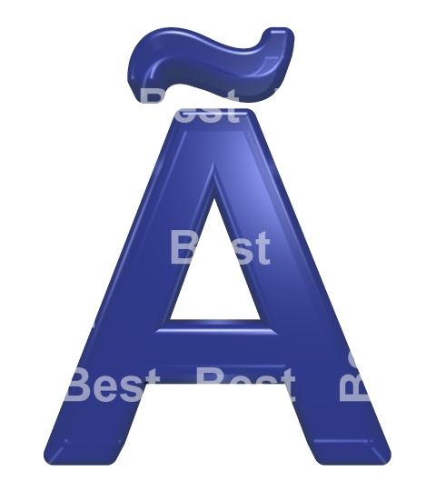 One letter from blue glass alphabet set