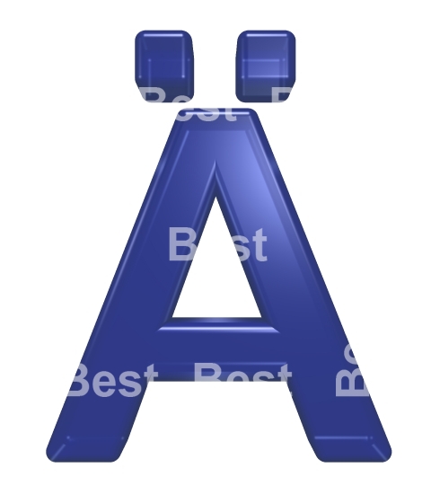 One letter from blue glass alphabet set