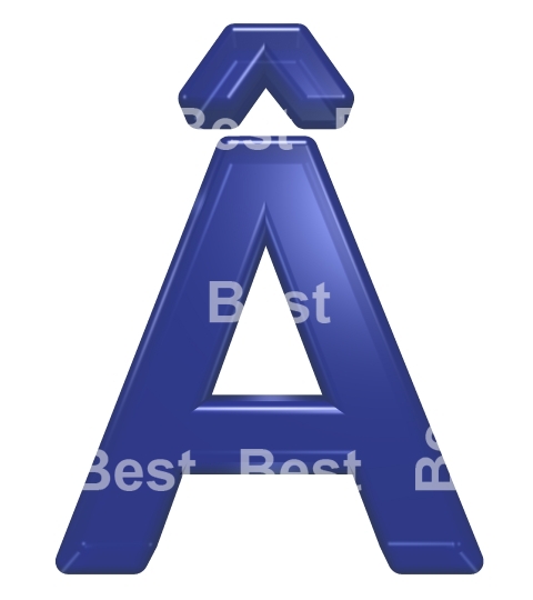 One letter from blue glass alphabet set