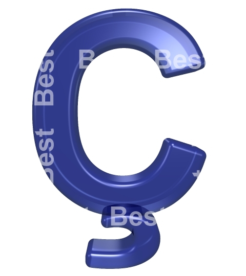 One letter from blue glass alphabet set