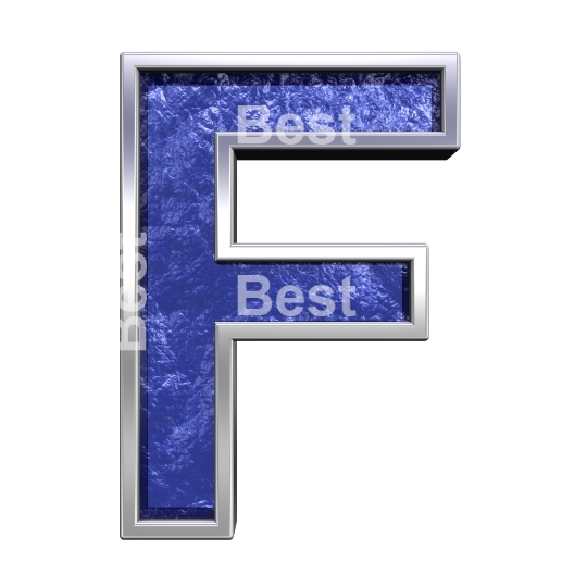 One letter from blue glass cast alphabet set