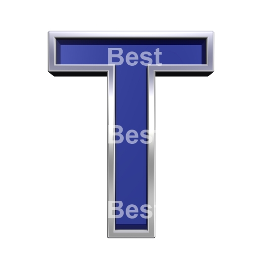 One letter from blue glass with chrome frame alphabet set