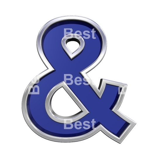 One letter from blue glass with chrome frame alphabet set
