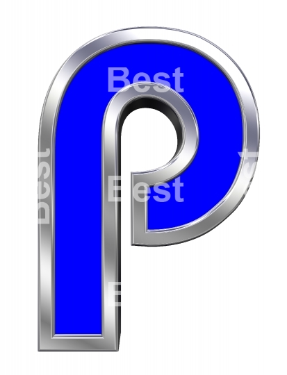 One letter from blue with chrome frame alphabet set