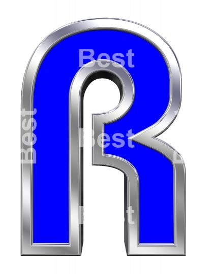 One letter from blue with chrome frame alphabet set