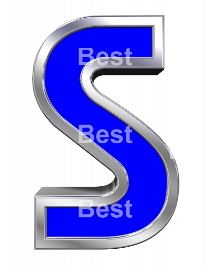 One letter from blue with chrome frame alphabet set