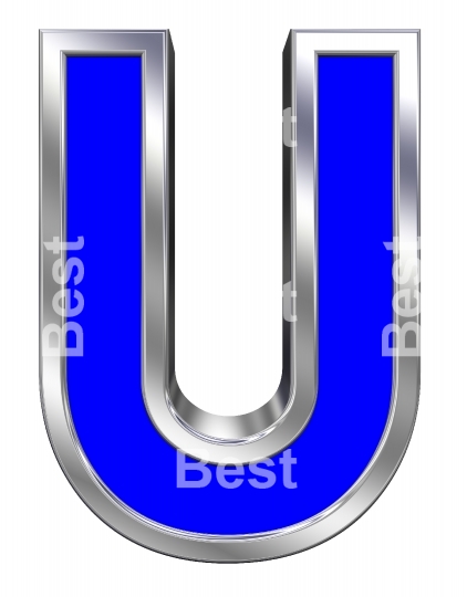 One letter from blue with chrome frame alphabet set