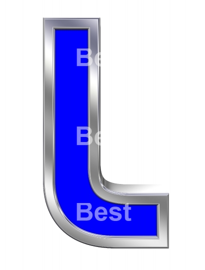 One letter from blue with chrome frame alphabet set