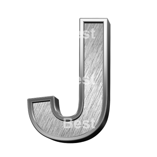 One letter from brushed stainless steel alphabet set, isolated on white