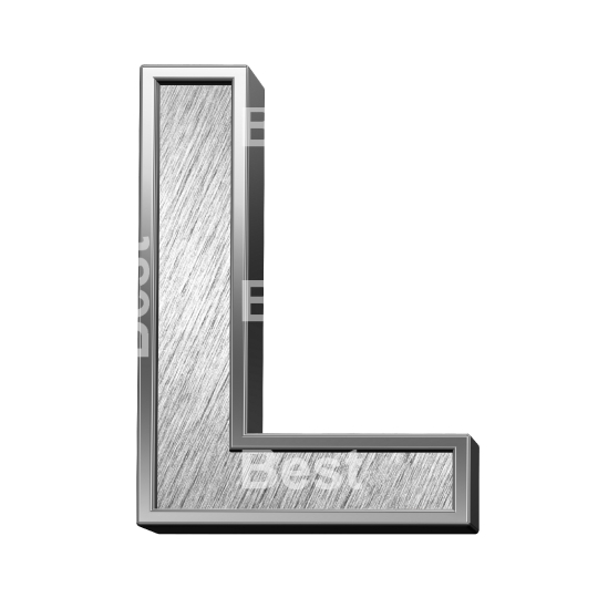 One letter from brushed stainless steel alphabet set, isolated on white