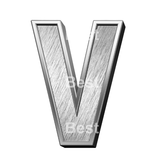 One letter from brushed stainless steel alphabet set, isolated on white