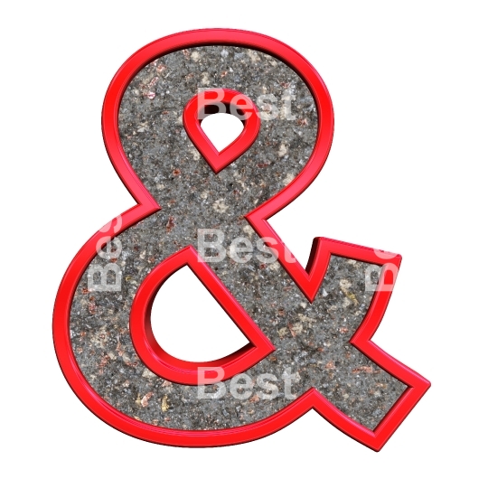 One letter from corroded steel with red frame alphabet set, isolated on white.