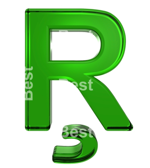 One letter from emerald alphabet set, isolated on white.