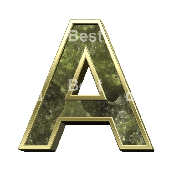 One letter from fractal alphabet set isolated over white. 
