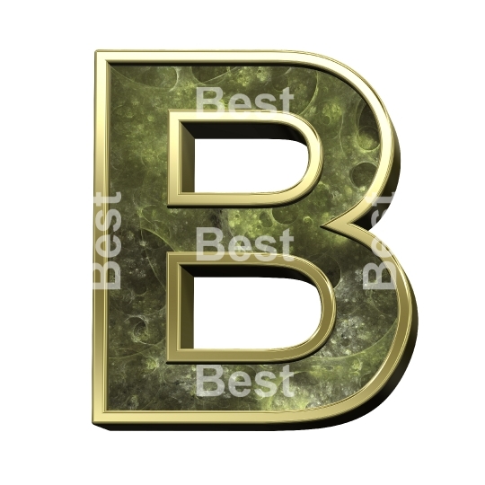 One letter from fractal alphabet set isolated over white. 