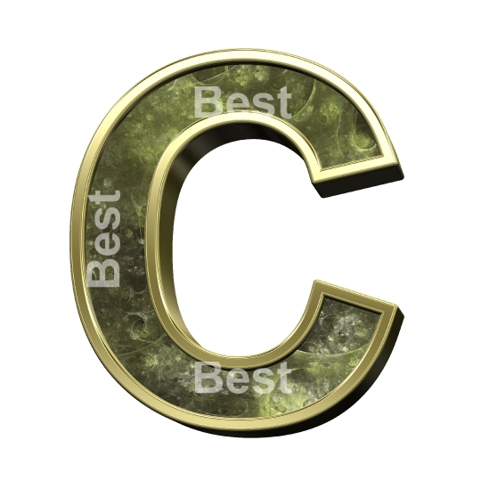 One letter from fractal alphabet set isolated over white. 