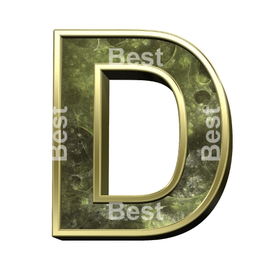 One letter from fractal alphabet set isolated over white. 