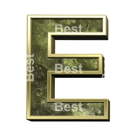 One letter from fractal alphabet set isolated over white. 