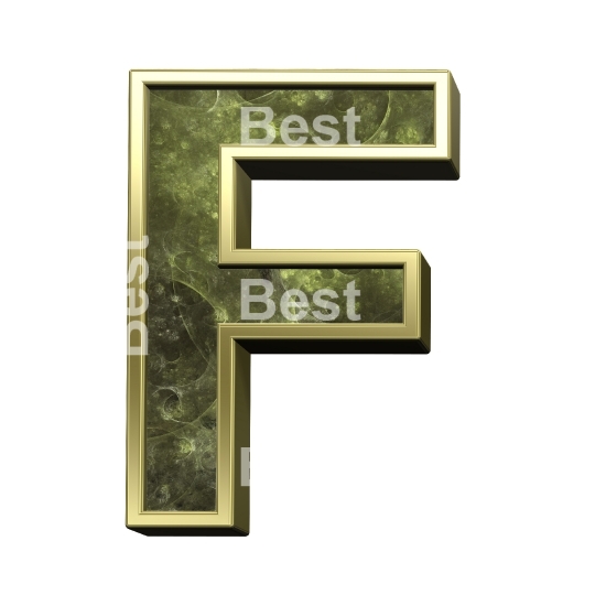 One letter from fractal alphabet set isolated over white. 