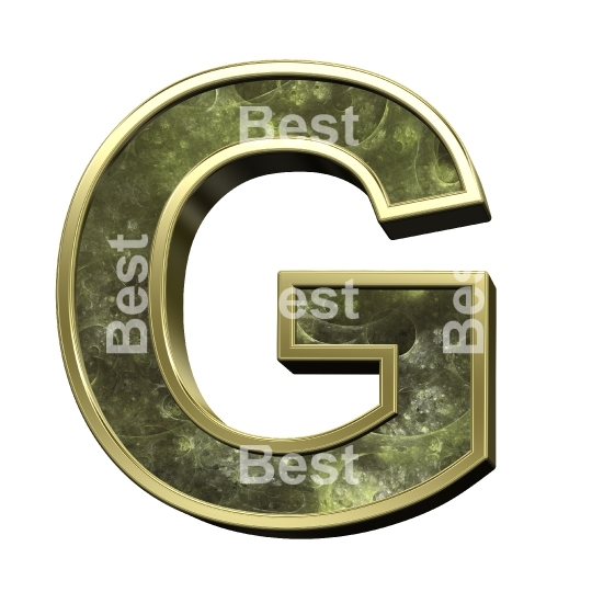 One letter from fractal alphabet set isolated over white. 