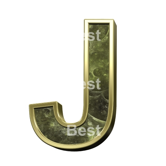 One letter from fractal alphabet set isolated over white. 