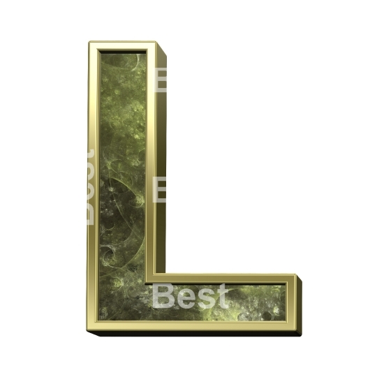 One letter from fractal alphabet set isolated over white. 