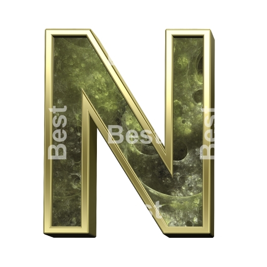 One letter from fractal alphabet set isolated over white. 
