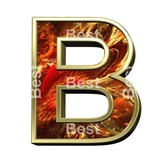 One letter from fractal alphabet set isolated over white. 