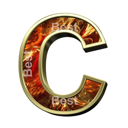 One letter from fractal alphabet set isolated over white. 