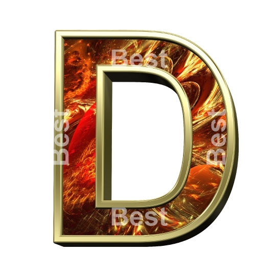 One letter from fractal alphabet set isolated over white. 