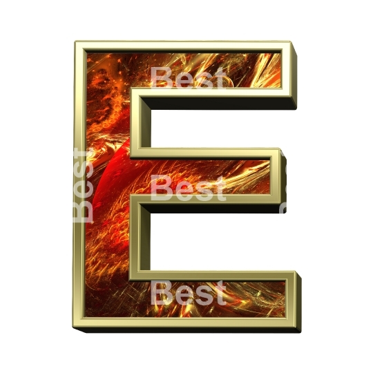One letter from fractal alphabet set isolated over white. 
