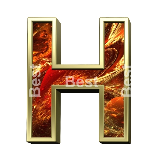 One letter from fractal alphabet set isolated over white. 