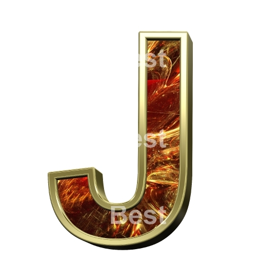 One letter from fractal alphabet set isolated over white. 