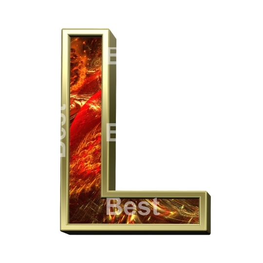One letter from fractal alphabet set isolated over white. 