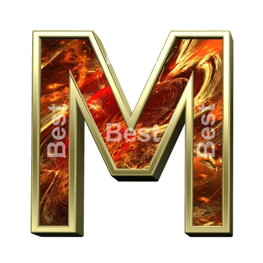 One letter from fractal alphabet set isolated over white. 