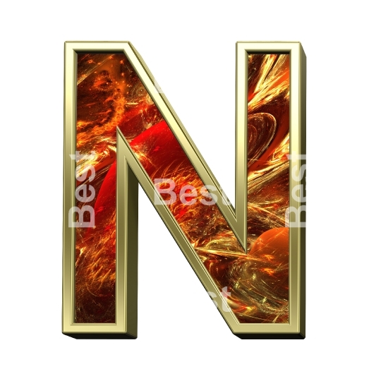 One letter from fractal alphabet set isolated over white. 