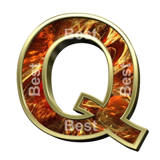 One letter from fractal alphabet set isolated over white. 