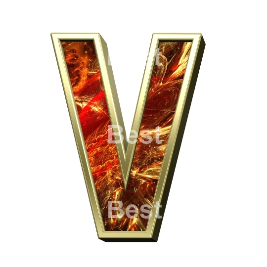 One letter from fractal alphabet set isolated over white. 