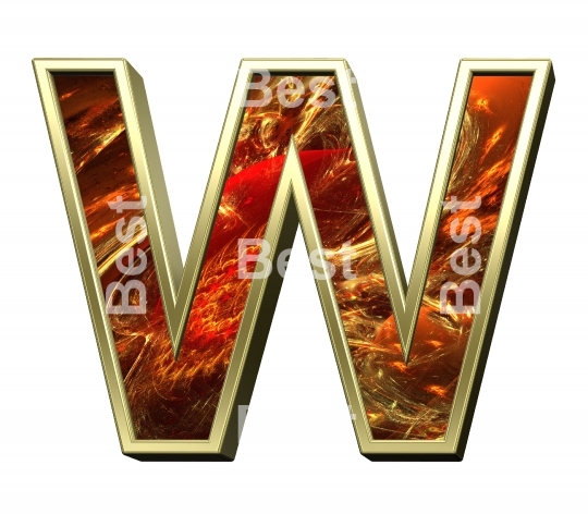 One letter from fractal alphabet set isolated over white. 