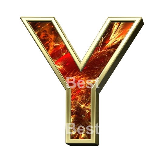 One letter from fractal alphabet set isolated over white. 