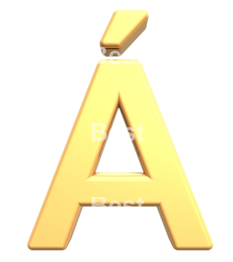 One letter from gold alphabet set