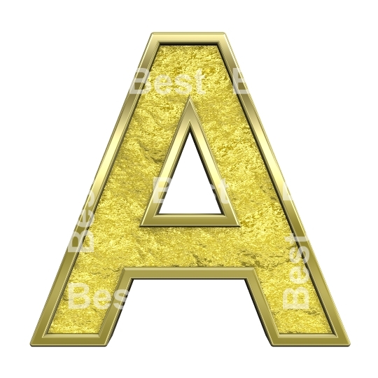 One letter from gold cast alphabet set