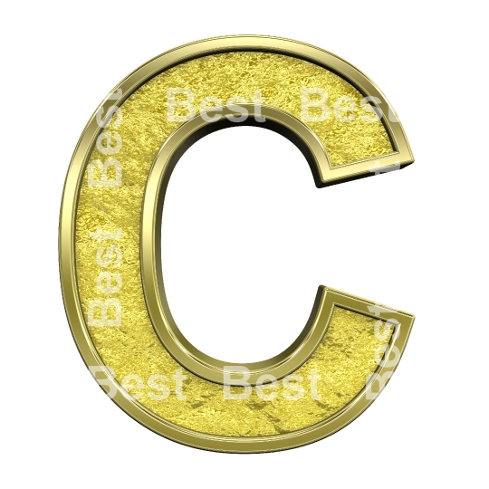 One letter from gold cast alphabet set