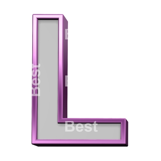 One letter from gray with purple frame alphabet set, isolated on white