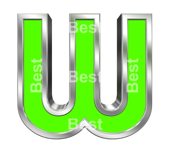 One letter from green with chrome frame alphabet set