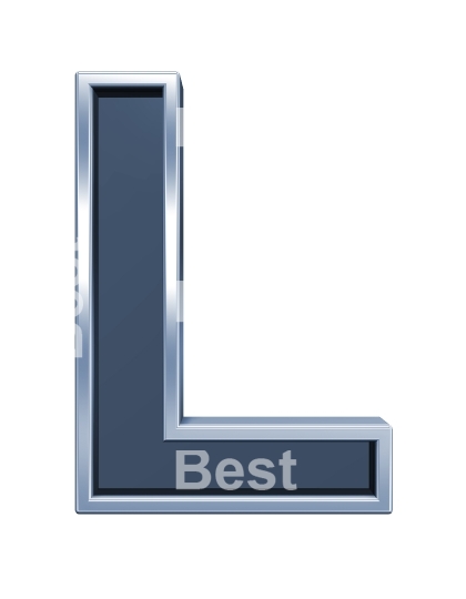 One letter from grey glass with chrome frame alphabet set, isolated on white. 